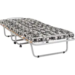 Klappbett 80/190 cm Schwarz, Weiß, Alufarben