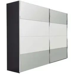 Schwebetürenschrank in Grau, Schwarz