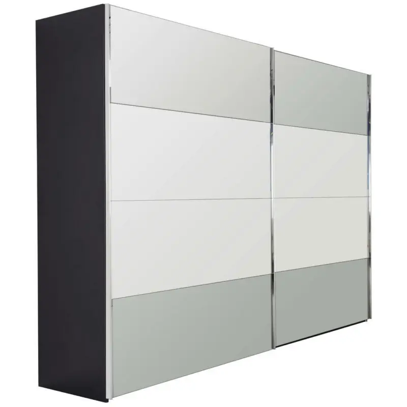 Schwebetürenschrank in Grau, Schwarz