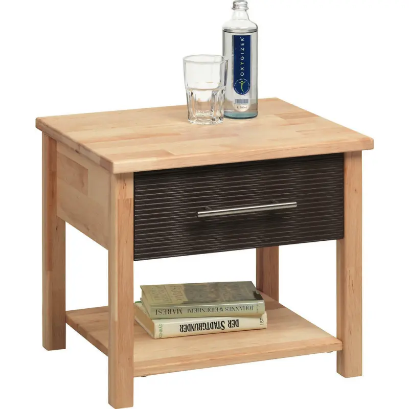 Nachtkästchen in vollmassiv Erle Braun, Erlefarben