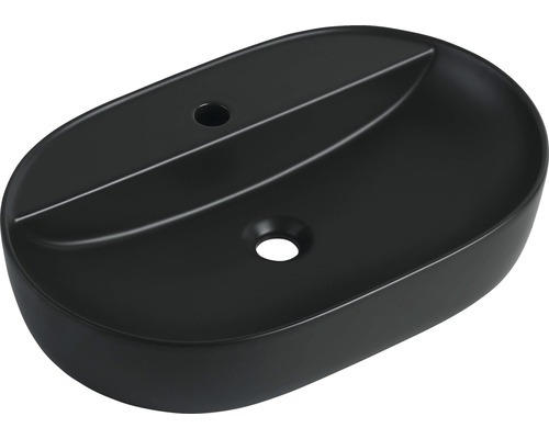 Aufsatzwaschbecken Tari oval 60x40 cm schwarz matt