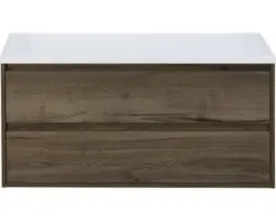 Waschbeckenunterschrank Sanox Porto 59x120x50 cm mit Waschtischplatte tabacco/weiß matt