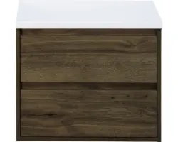 Waschbeckenunterschrank Sanox Porto 59x70x50 cm mit Waschtischplatte tabacco/weiß matt