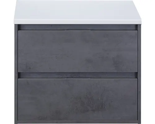 Waschbeckenunterschrank Sanox Porto 59x70x50 cm mit Waschtischplatte beton anthrazit/weiß matt