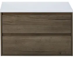 Waschbeckenunterschrank Sanox Porto 59x90x50 cm mit Waschtischplatte tabacco/weiß matt