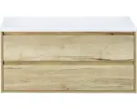 Hornbach Waschbeckenunterschrank Sanox Porto 59x120x50 cm mit Waschtischplatte eiche natur/weiß matt