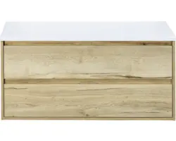 Waschbeckenunterschrank Sanox Porto 59x120x50 cm mit Waschtischplatte eiche natur/weiß matt