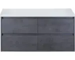 Hornbach Waschbeckenunterschrank Sanox Porto 59x120x50 cm mit Waschtischplatte 4 Schubladen beton anthrazit/weiß matt