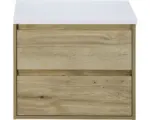 Hornbach Waschbeckenunterschrank Sanox Porto 59x70x50 cm mit Waschtischplatte eiche natur/weiß matt