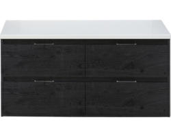 Waschbeckenunterschrank Sanox Porto 59x120x50 cm mit Waschtischplatte 4 Schubladen black oak/weiß matt