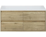 Hornbach Waschbeckenunterschrank Sanox Porto 59x120x50 cm mit Waschtischplatte 4 Schubladen beton eiche natur/weiß matt