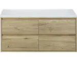 Hornbach Waschbeckenunterschrank Sanox Porto 59x120x50 cm mit Waschtischplatte 4 Schubladen beton eiche natur/weiß matt