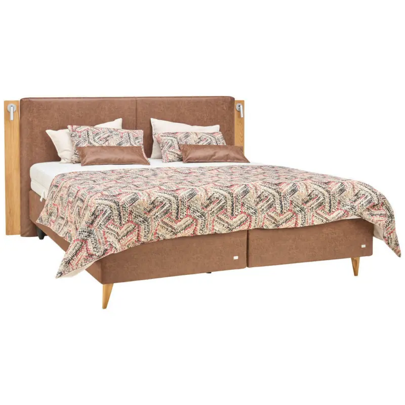 Boxspringbett 180/200 cm in Braun, Eichefarben