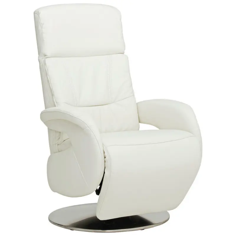 Relaxsessel in Metall, Leder Weiß, Edelstahlfarben