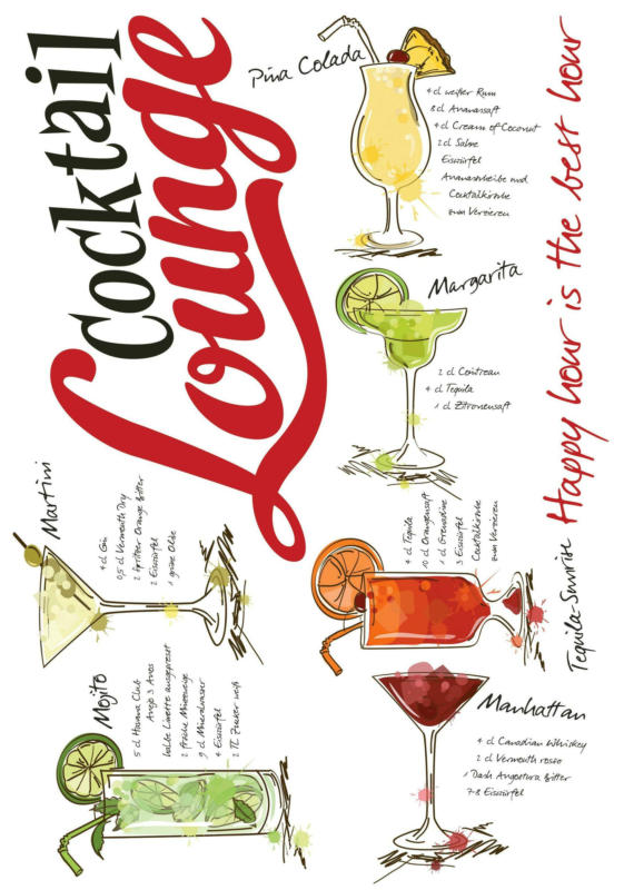 Dekosticker Cocktail Lounge Bunt