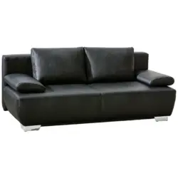 Schlafsofa in Echtleder Schwarz
