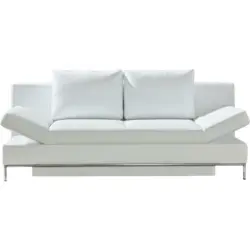 Schlafsofa in Echtleder Weiß