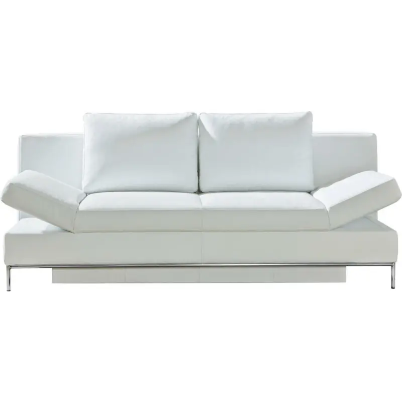 Schlafsofa in Echtleder Weiß