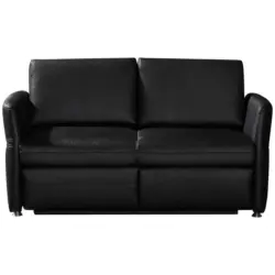 Schlafsofa in Echtleder Schwarz