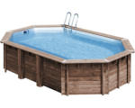 Hornbach Aufstellpool Holzpool-Set Gre oval 632x335x130 cm inkl. Sandfilteranlage, Skimmer, Leiter, Filtersand & Bodenschutzvlies Holz