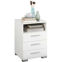 Nachtkästchen in Weiß Hochglanz