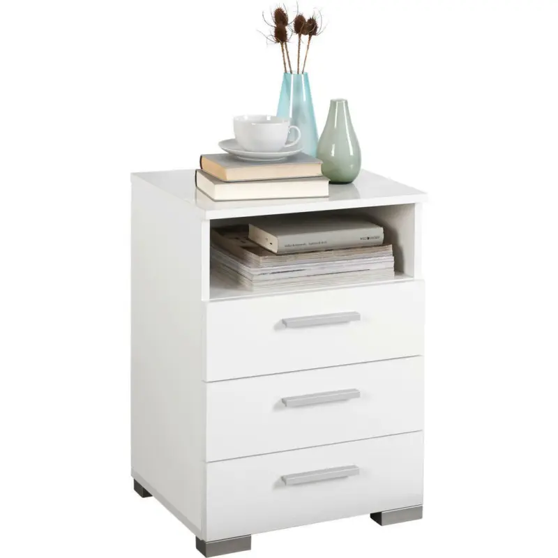 Nachtkästchen in Weiß Hochglanz