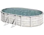 Hornbach Aufstellpool Stahlwandpool-Set Gre oval 634x575x132 cm inkl. Sandfilteranlage, Skimmer, Leiter, Filtersand, Anschlussschlauch & Bodenschutzvlies weiß