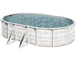 Aufstellpool Stahlwandpool-Set Gre oval 527x500x132 cm inkl. Sandfilteranlage, Skimmer, Leiter, Filtersand, Anschlussschlauch & Bodenschutzvlies Nordicoptik