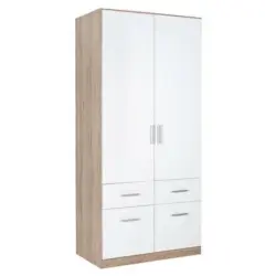 Kleiderschrank in Weiß, Eichefarben