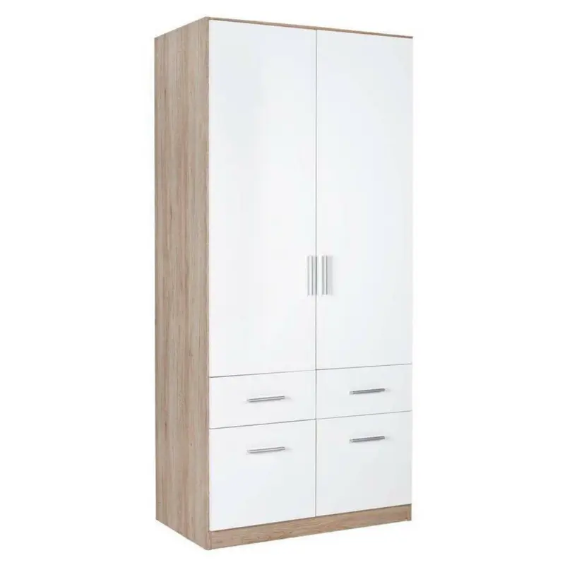 Kleiderschrank in Weiß, Eichefarben