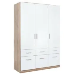 Drehtürenschrank in Weiß, Eichefarben