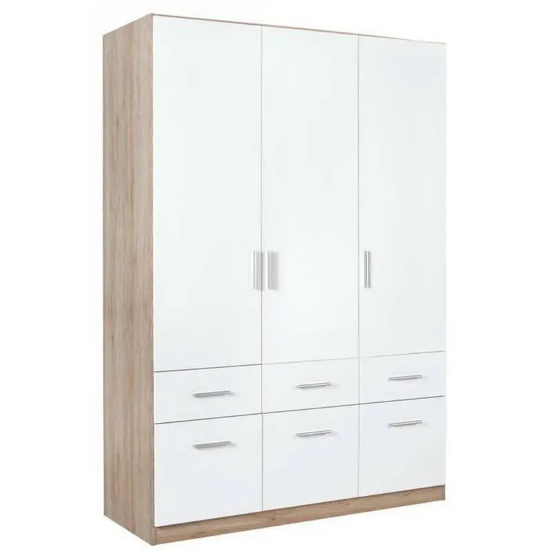 Drehtürenschrank in Weiß, Eichefarben