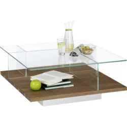 Couchtisch in Holz, Glas, Holzwerkstoff 80/80/35 cm