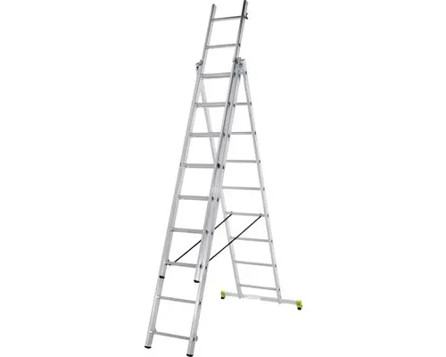 CLASSIK Mehrzweckleiter Anlege-Steh-oder Schiebeleiter Aluminium 3-teilig 3 x 9 Sprossen Arbeitshöhe 5,75 m