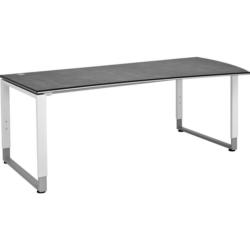 Schreibtisch 200/80-100/68-82 cm in Grau, Weiß