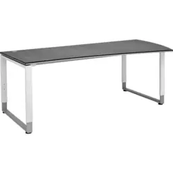 Schreibtisch 200/80-100/68-82 cm in Grau, Weiß