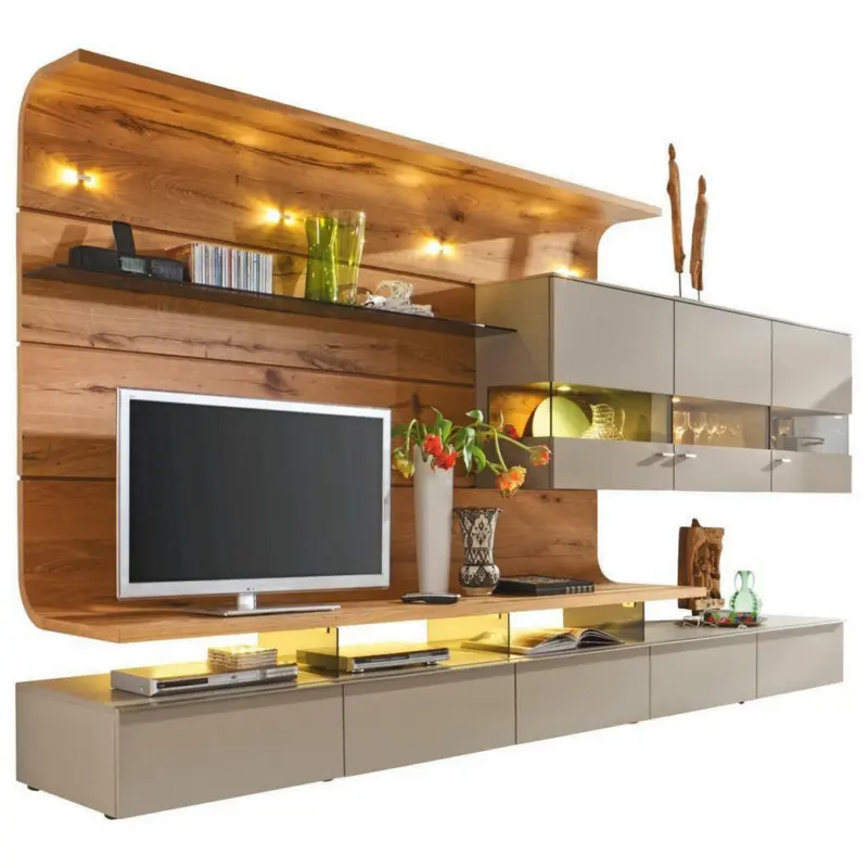 Wohnwand 357,5/186,8/55,7 cm in Eichefarben, Fango