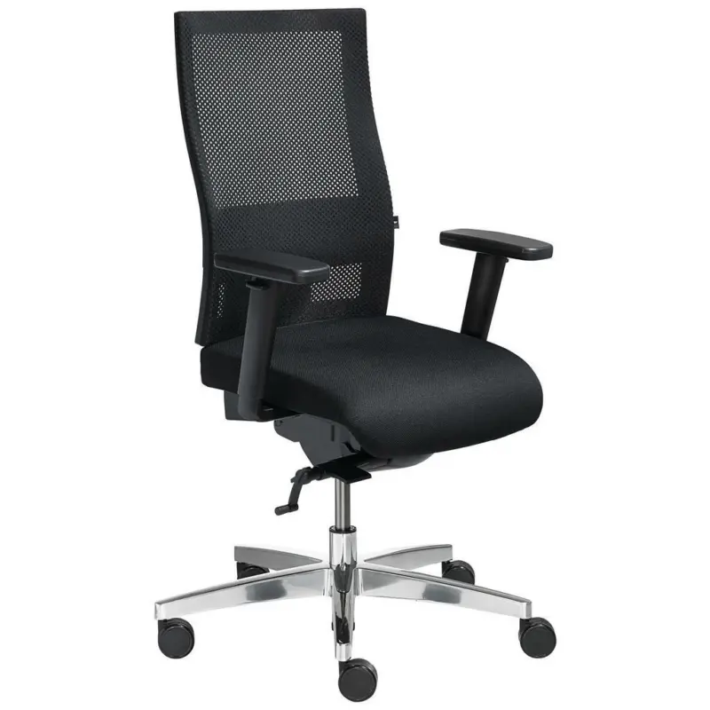 Drehstuhl in Webstoff Schwarz, Alufarben