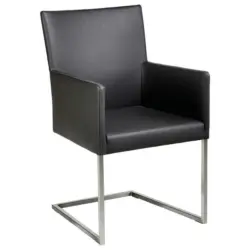 Armlehnstuhl in Edelstahl Echtleder pigmentiert