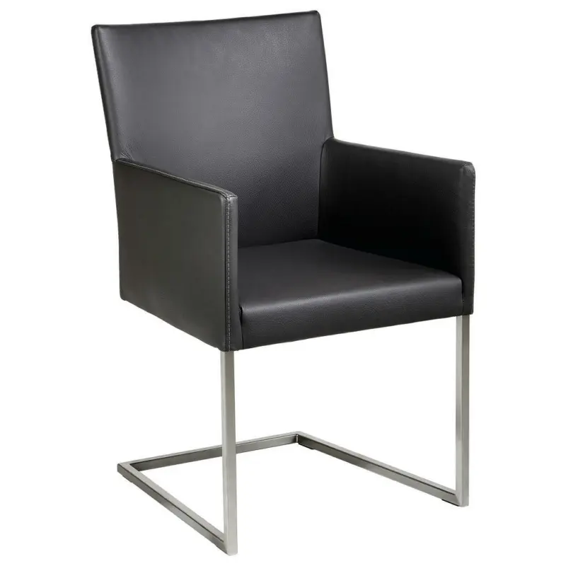 Armlehnstuhl in Edelstahl Echtleder pigmentiert