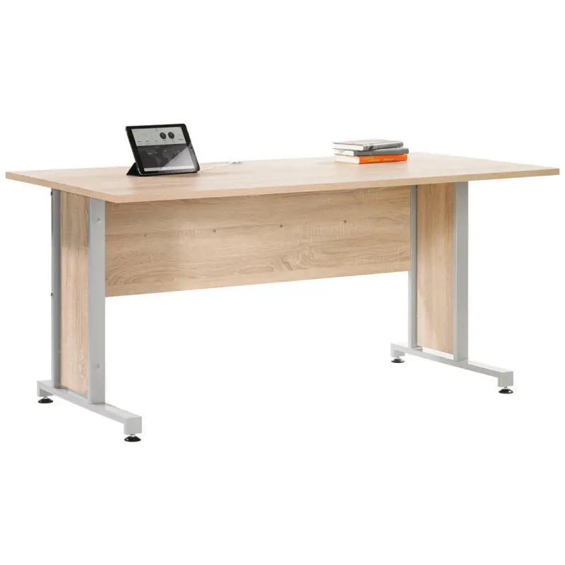 Schreibtisch 160/80/75 cm in Alufarben, Sonoma Eiche