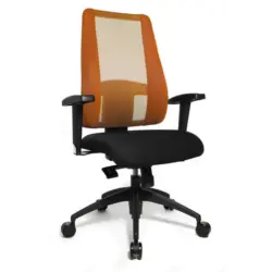 Drehstuhl in Netzbespannung, Webstoff Orange, Schwarz