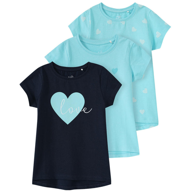 3 Mädchen T-Shirts mit Herzchen-Motiven
