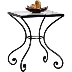 Beistelltisch in Metall, Glas 37/42/50 cm