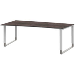 Schreibtisch 200/100/68-82 cm in Grau, Weiß, Alufarben
