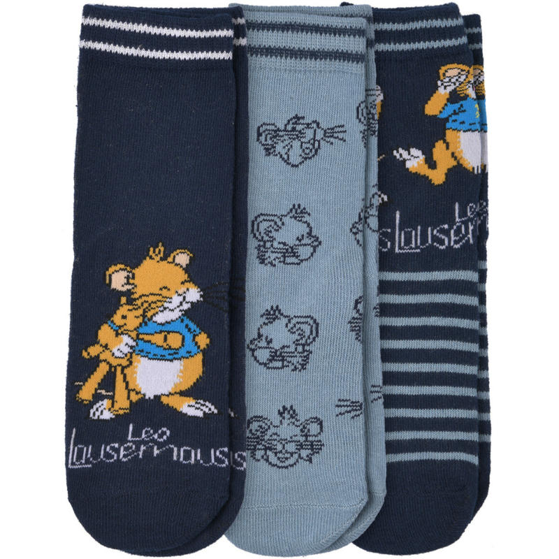 3 Paar Leo Lausemaus Socken im Set