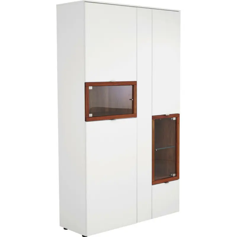 Vitrine in massiv Nussbaum Weiß, Nussbaumfarben