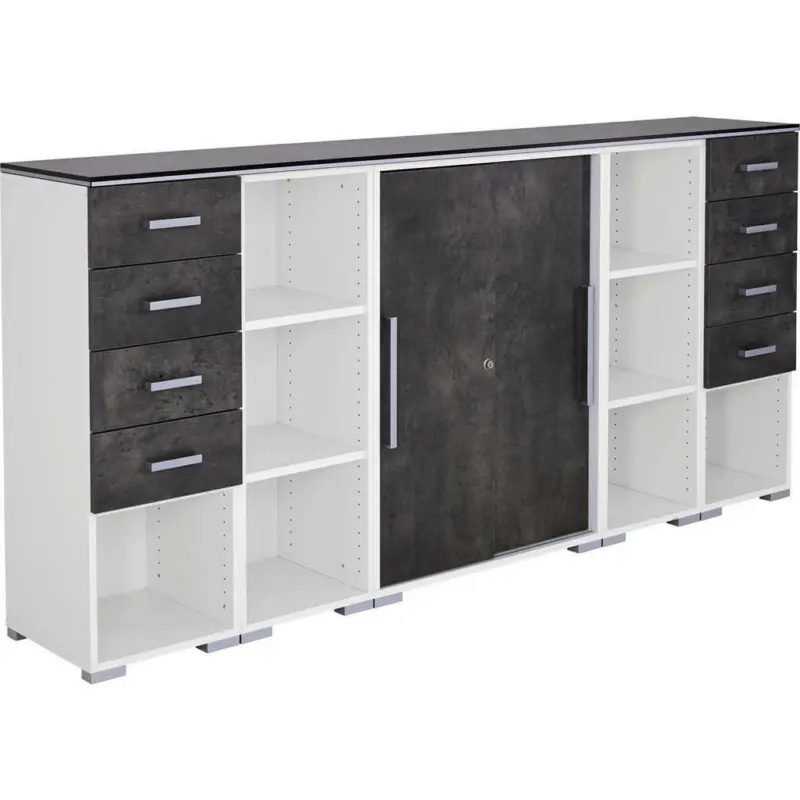 Anrichte in Grau, Weiß