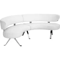 Rundbank in Leder Weiß