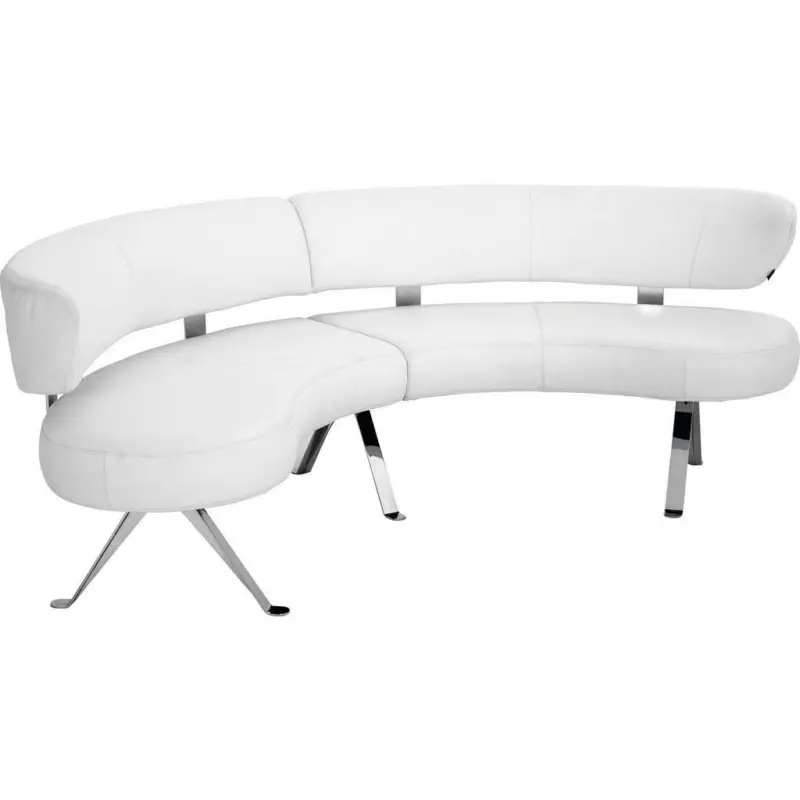 Rundbank in Leder Weiß